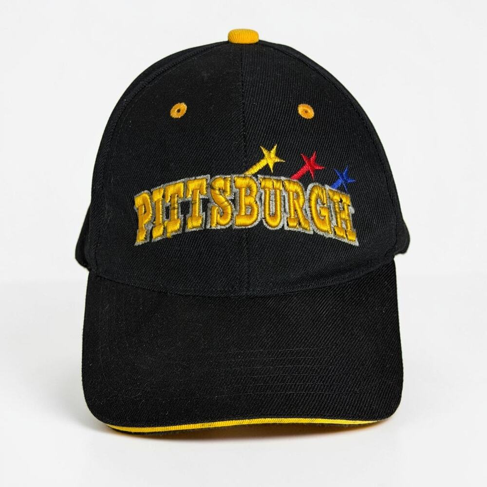 Vintage 90s Pittsburgh Steelers NFL Hat Cap Black Gold Embroidered Adjustable